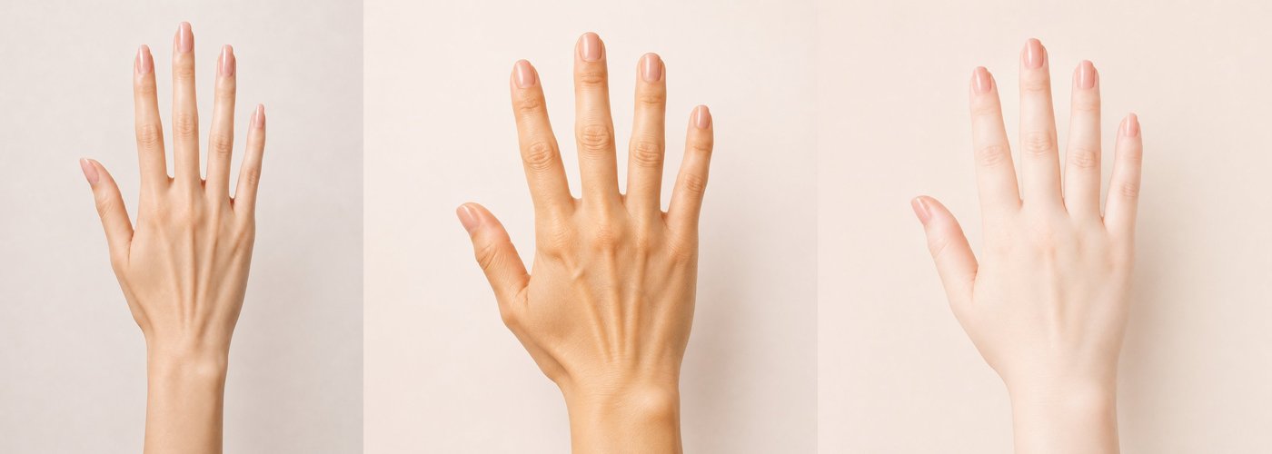 3つの体質タイプによる手の形の違い