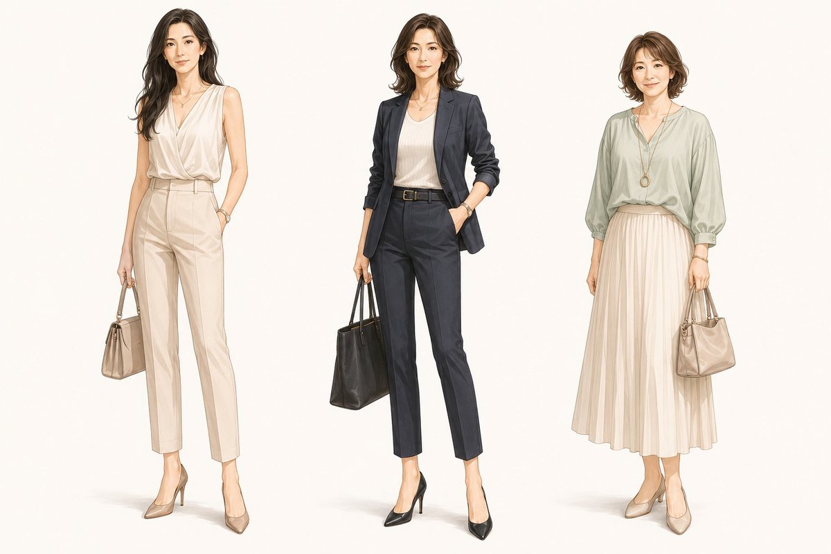 外胚葉・中胚葉・内胚葉の3つの体質タイプの女性イラスト